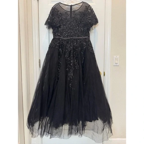 Mac Duggal 20362 Embellished Flutter Sleeve Bow Waist A Line Dress Size 10 NWT